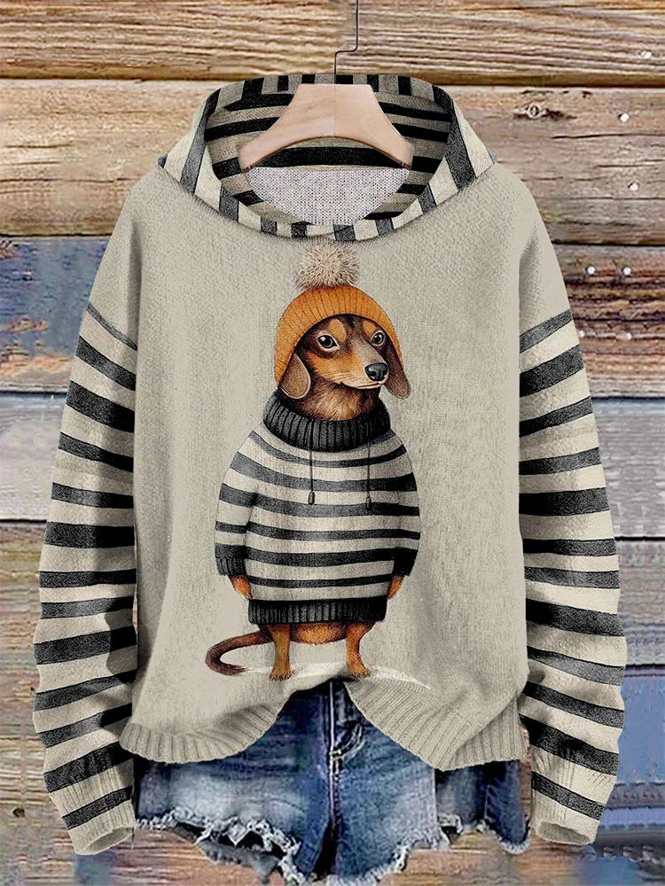 Nelly | Der charmante Kapuzenpullover mit verspieltem Dackel-Print