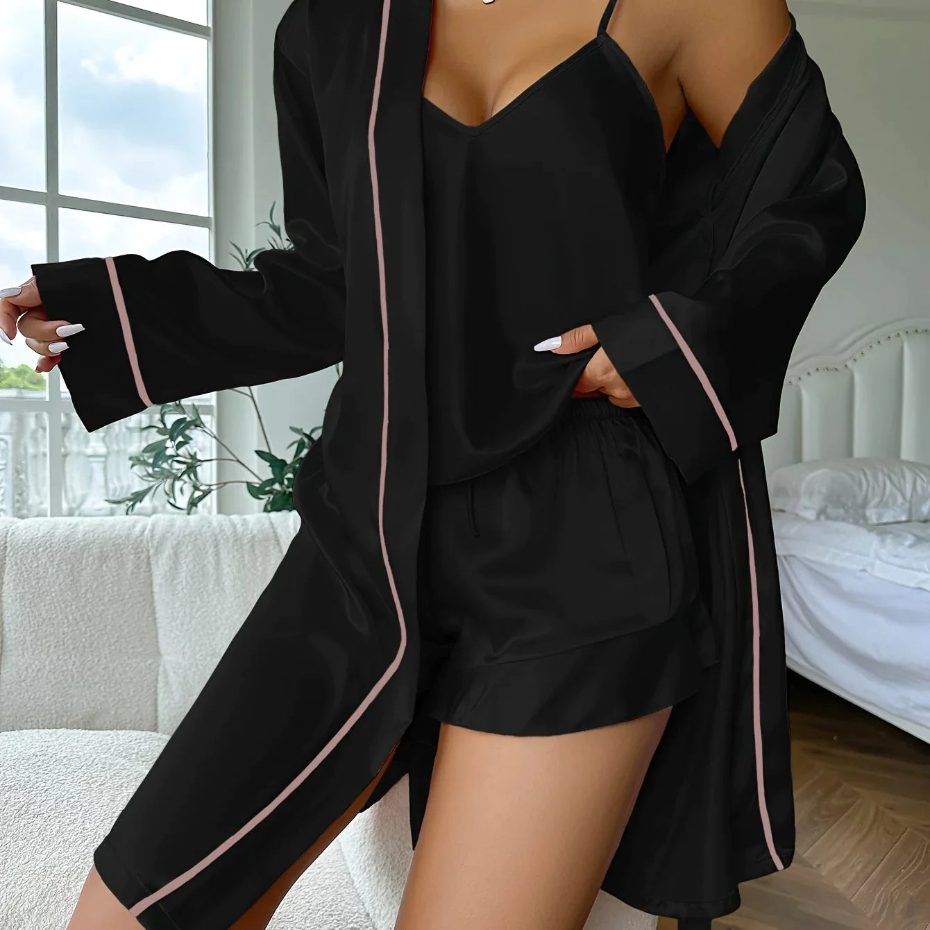 Amal - 3-teilige Satin Pyjama-Set