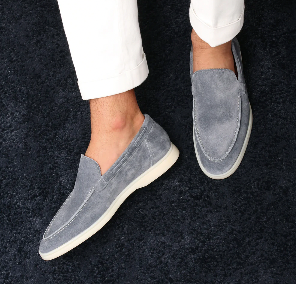 Grau Leder-loafer für herren