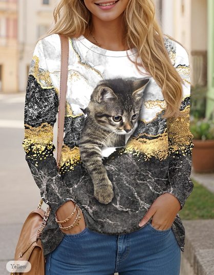 Luna – Pullover mit Katzenmotiv für Damen