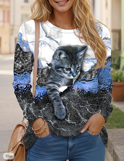 Luna – Pullover mit Katzenmotiv für Damen