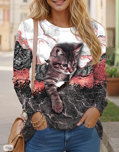 Luna – Pullover mit Katzenmotiv für Damen