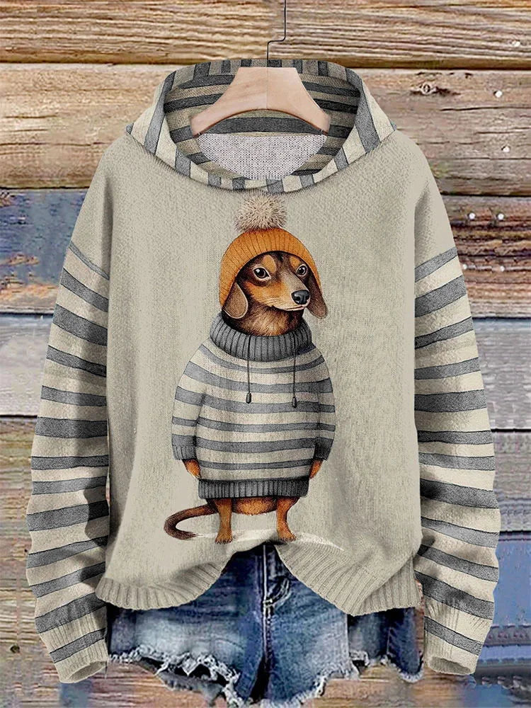 Nelly | Der charmante Kapuzenpullover mit verspieltem Dackel-Print